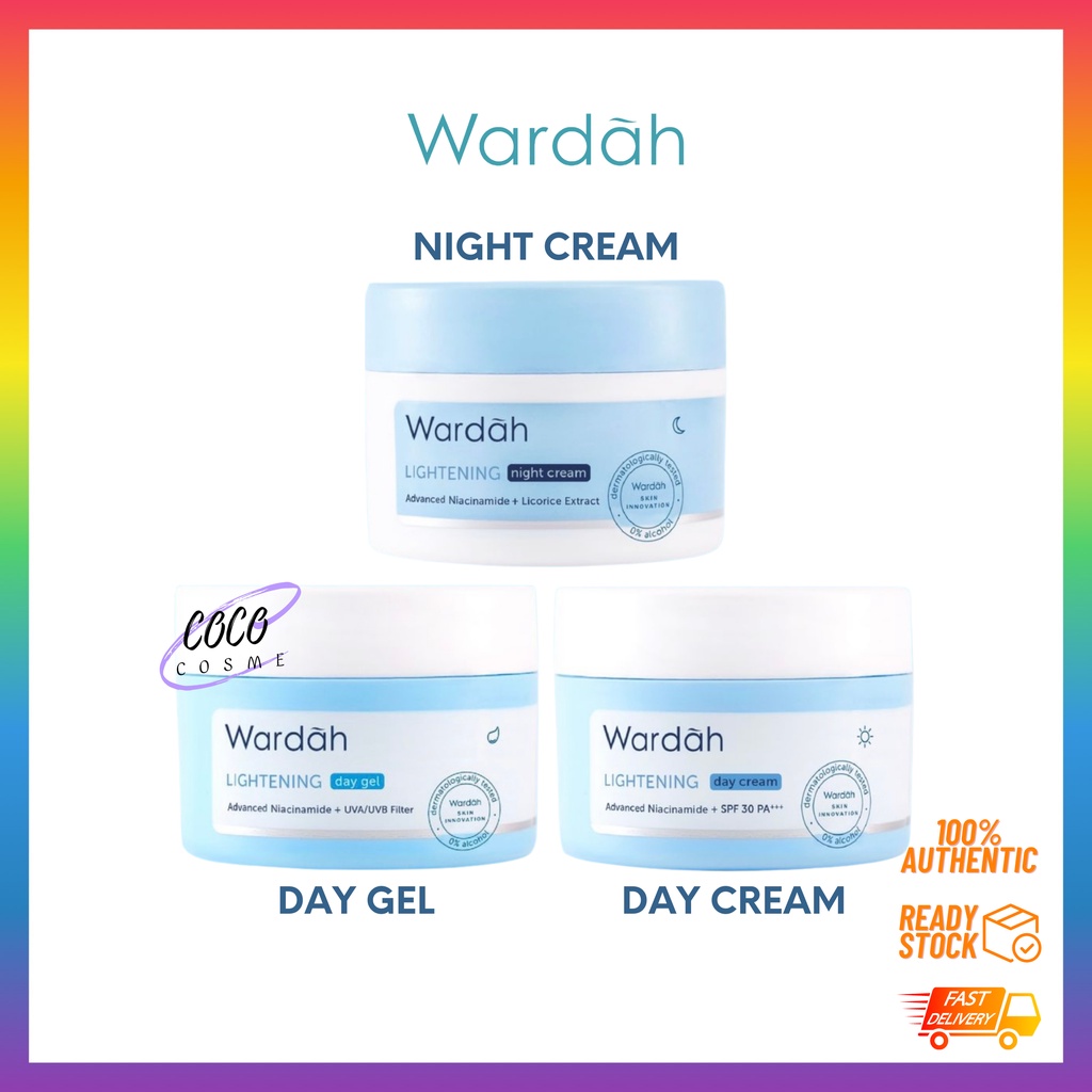 WARDAH Lightening Day Cream Day Gel Night Cream Advanced
